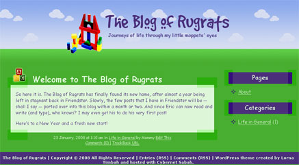 WordPress theme snapshot for The Blog of Rugrats.