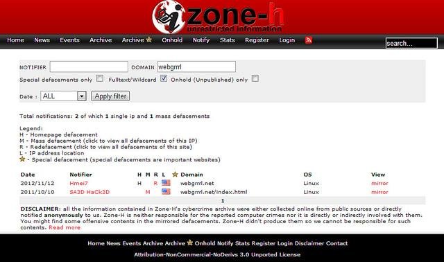 Hacking report of WebGrrrl.net by zone-h